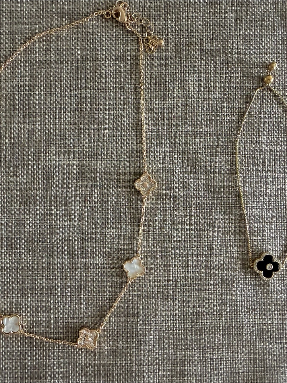 Gold Flower Motif Necklace and Bracelet Set - White Mother-of-Pearl